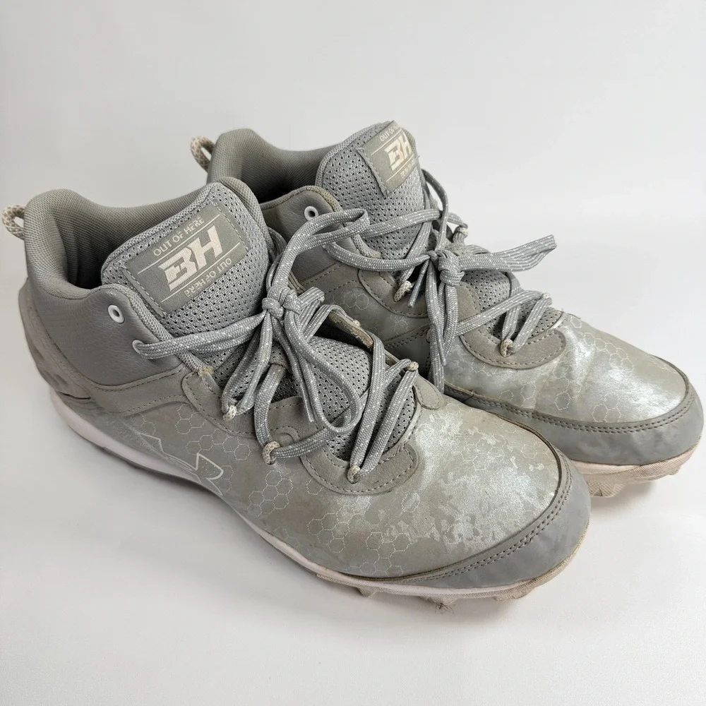 Under‎ Armour Harper 8 Mid RM Baseball Cleats Grey Metallic Mens Size 11.5
